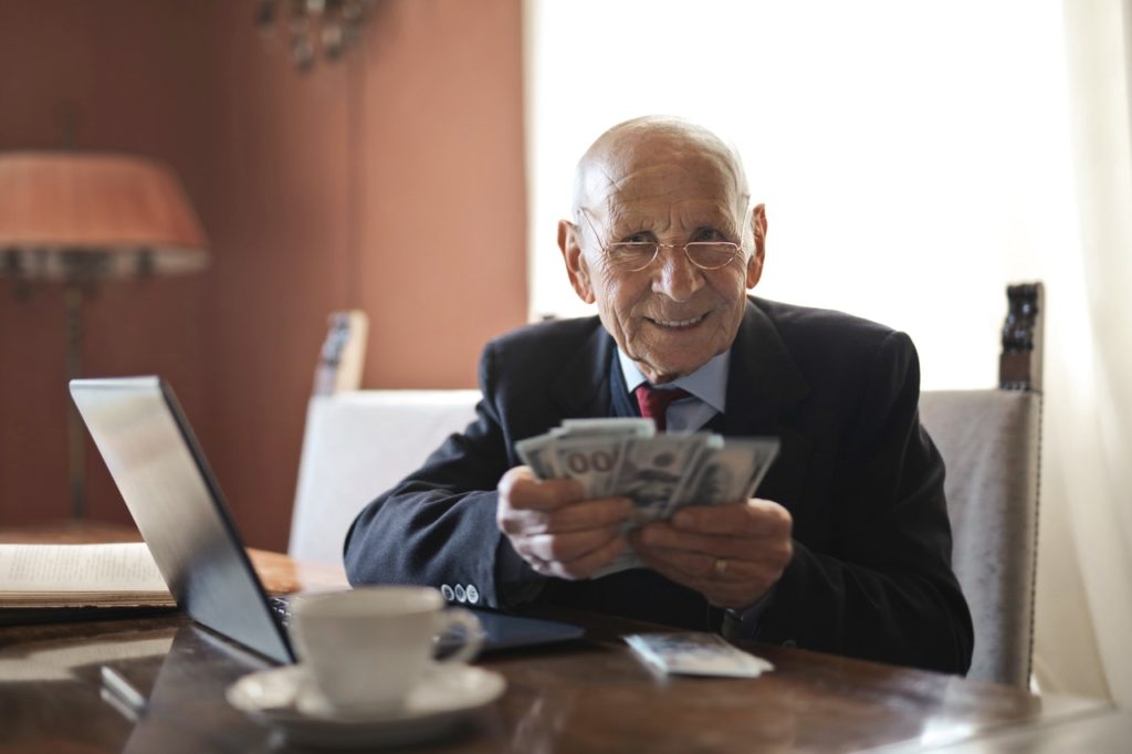 old man with money