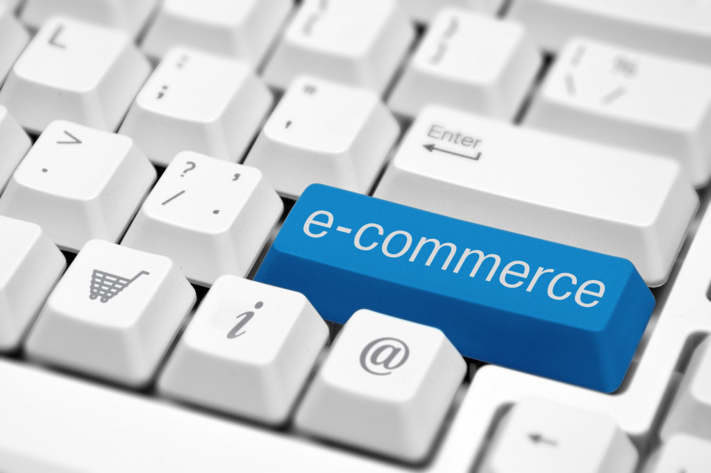 blue ecommerce button on keyboard