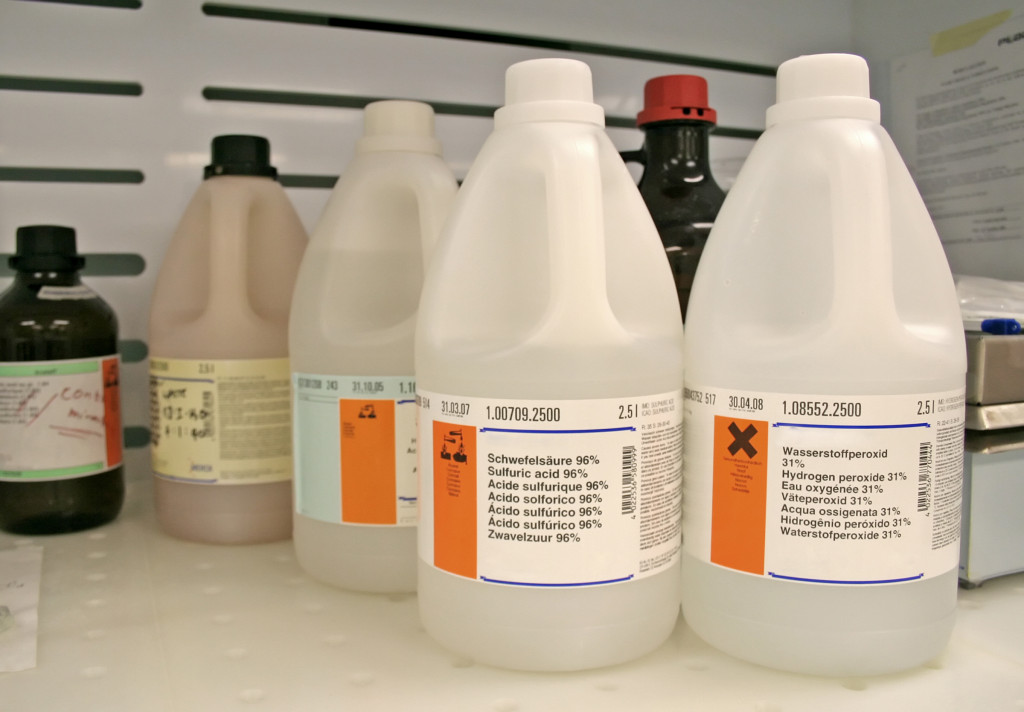 Various bottles of chemicals